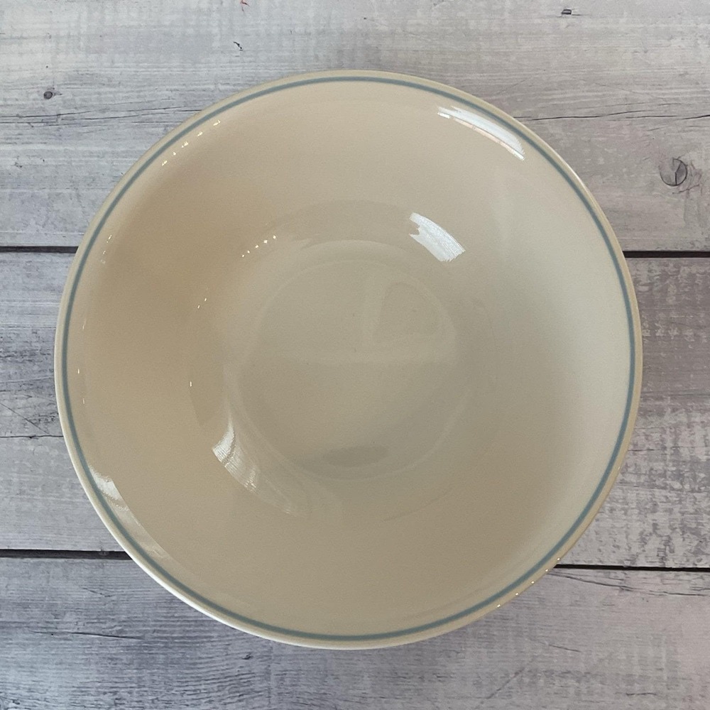 Corelle Corning Serving Vegetable Bowl 8.5" Sandstone Almond Blue Stripe Rim #2